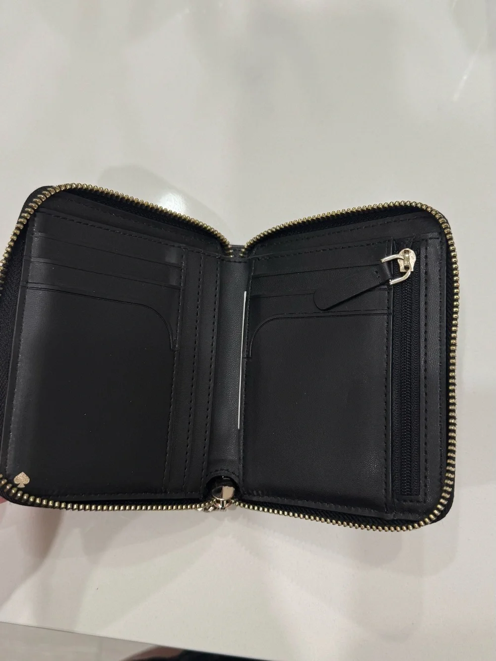 kate spade black zip-around leather wallet with keyring